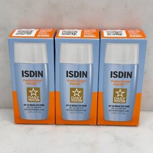 3x ISDIN FusionWater Magic SPF 40 Sunscreen Minis - Total 1 fl oz - Exp 04/27